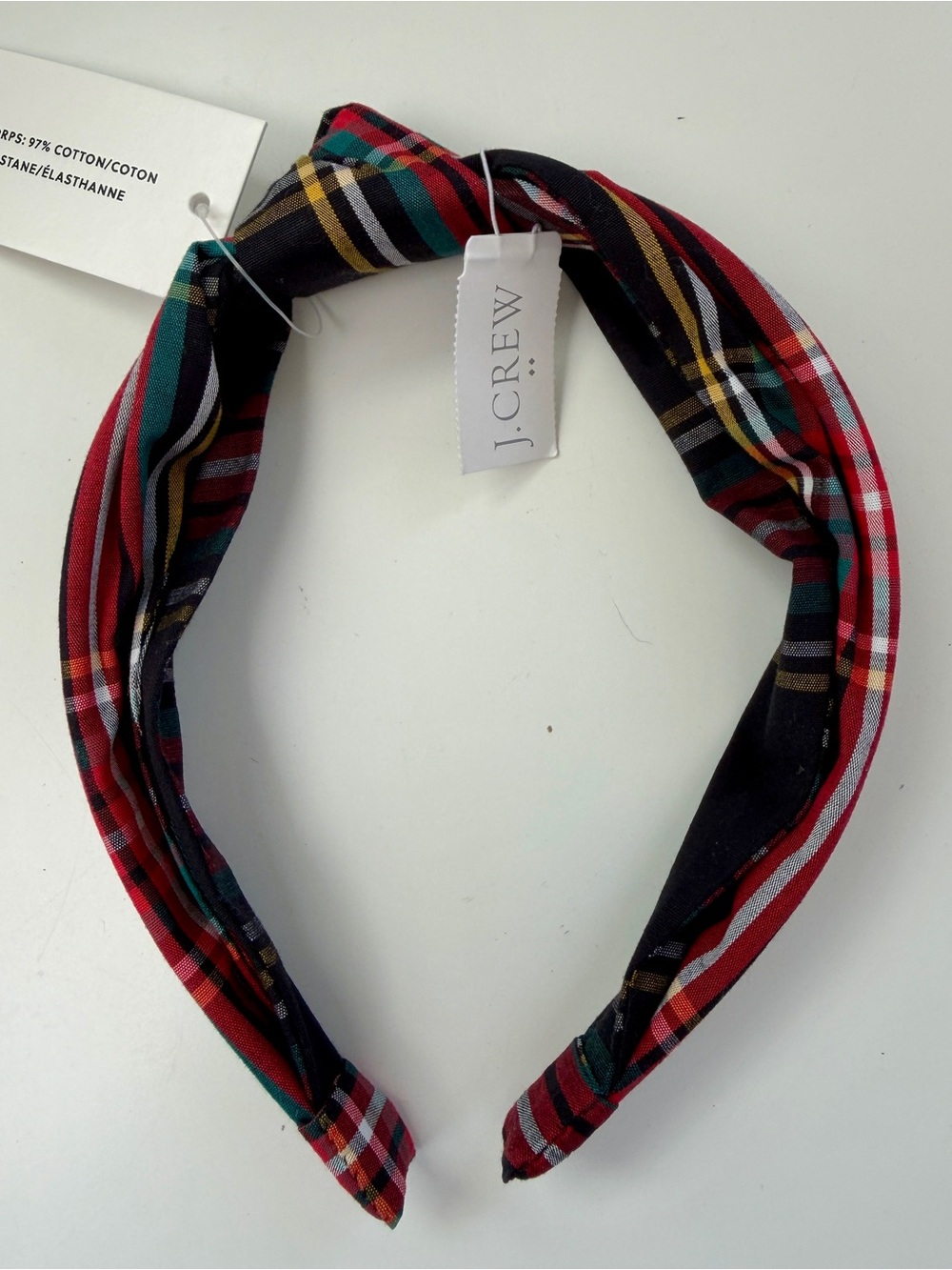 J. Crew Multicolor Plaid Twist Headband — Red, Green & Navy NWT